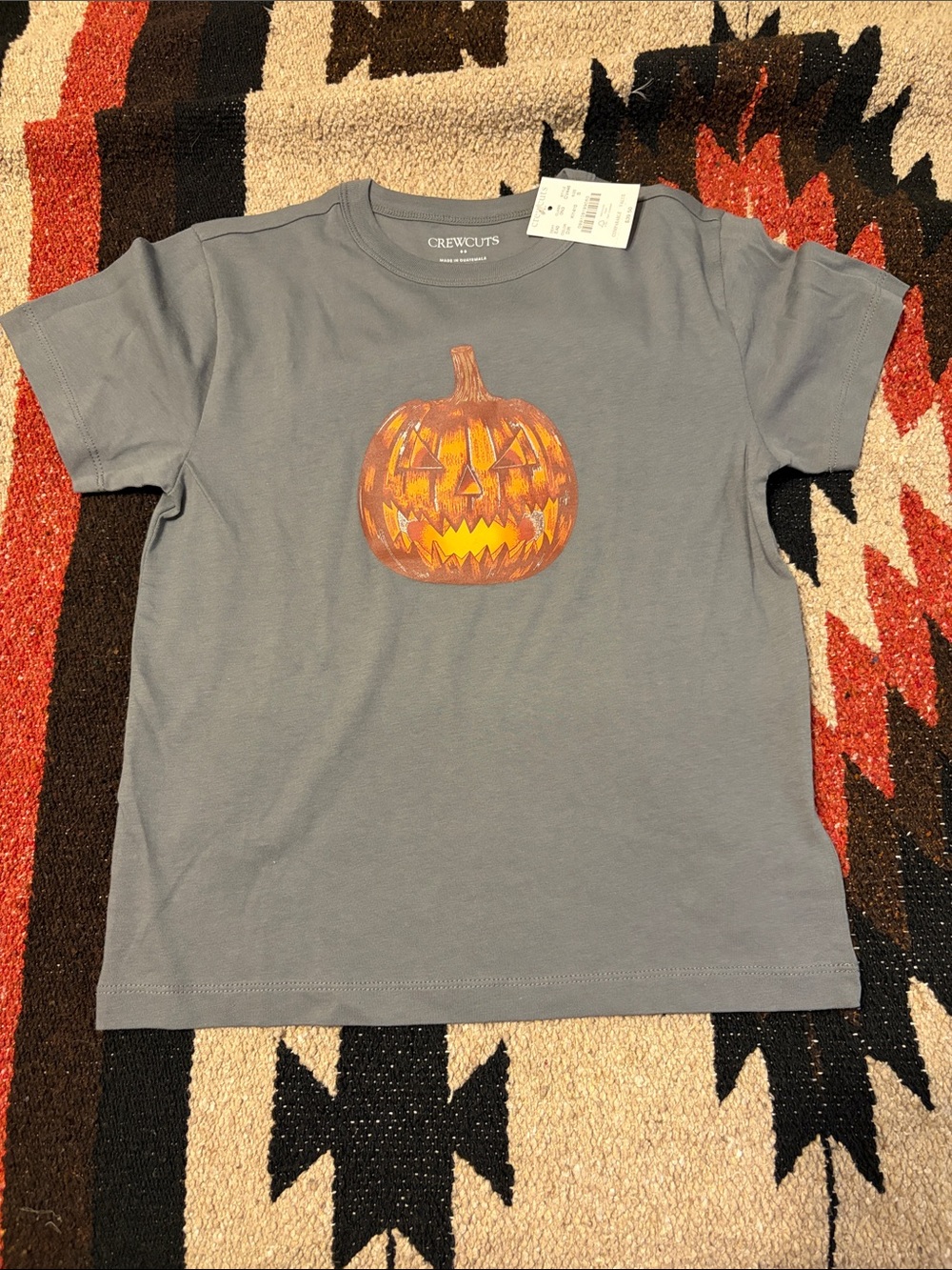 Crewcuts Gray Short Sleeve Tee with Orange Jack-O'-Lantern